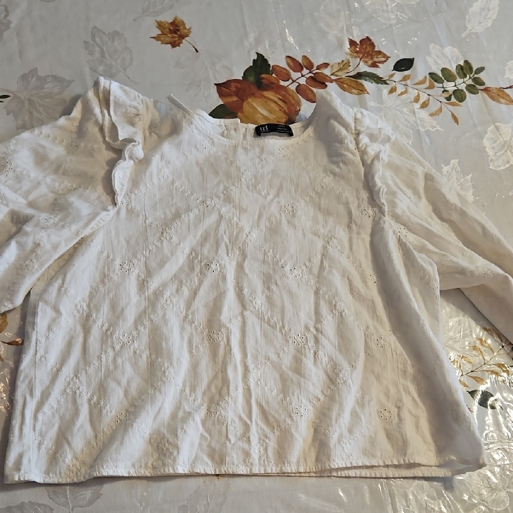 Zara Cream Eyelet Blouse